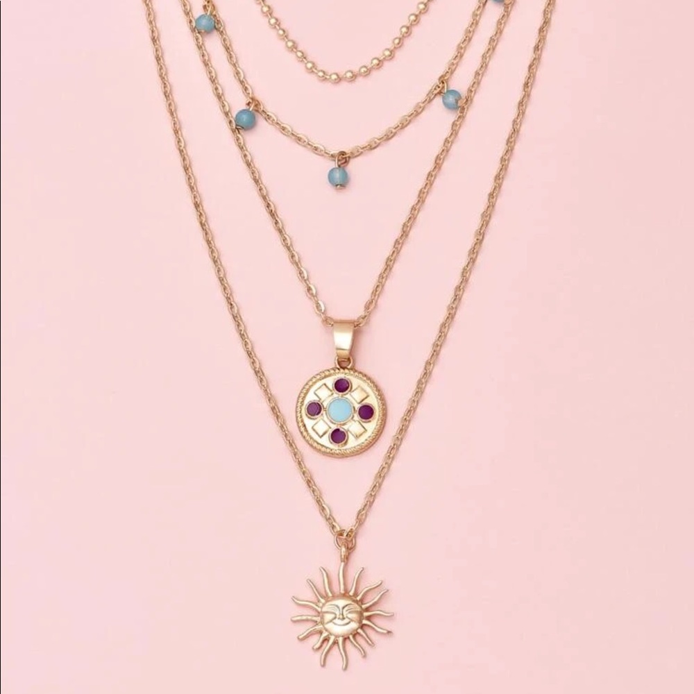 Sun Charm Layered Necklace